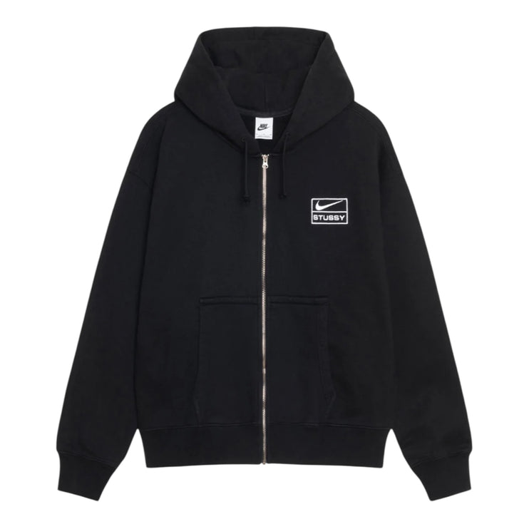 Stussy x Nike Stone Washed Fleece Zip Hoodie - Black (FW25)