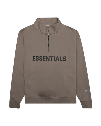 FEAR OF GOD ESSENTIALS 3D Silicon Applique Half Zip Pullover Sweater - Taupe (SS20)