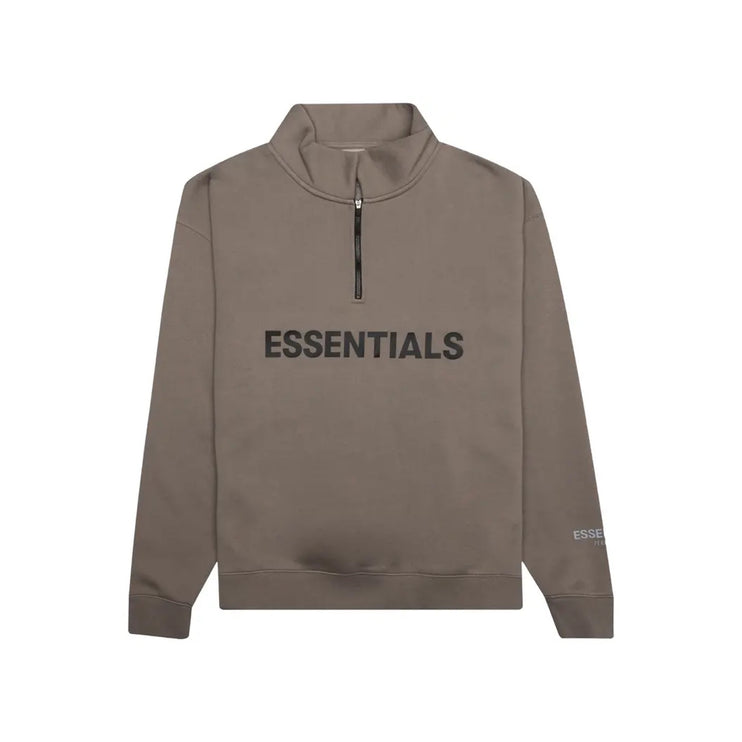 FEAR OF GOD ESSENTIALS 3D Silicon Applique Half Zip Pullover Sweater - Taupe (SS20)