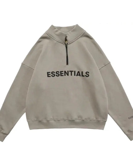 FEAR OF GOD ESSENTIALS 3D Silicon Applique Half Zip Pullover Sweater - Moss (SS20)
