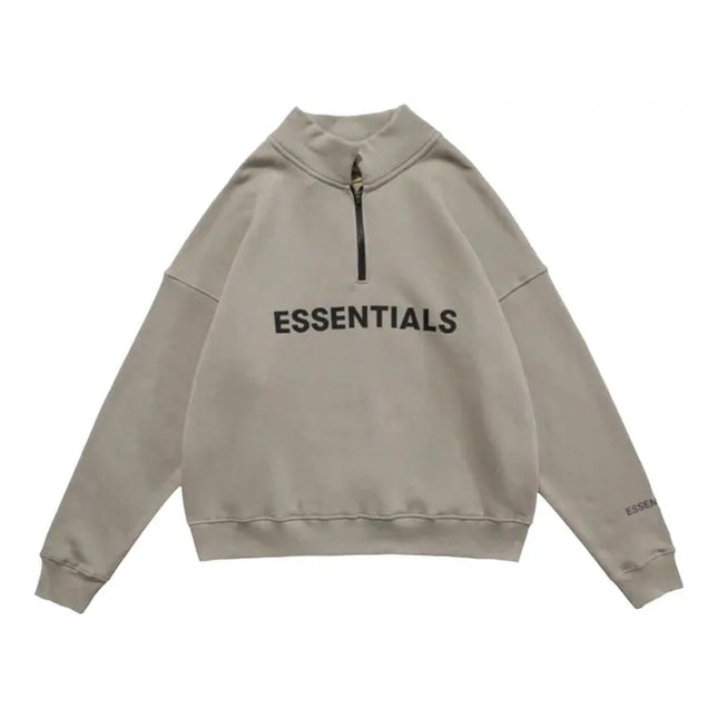 FEAR OF GOD ESSENTIALS 3D Silicon Applique Half Zip Pullover Sweater - Moss (SS20)