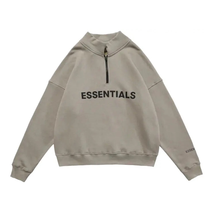 FEAR OF GOD ESSENTIALS 3D Silicon Applique Half Zip Pullover Sweater - Moss (SS20)