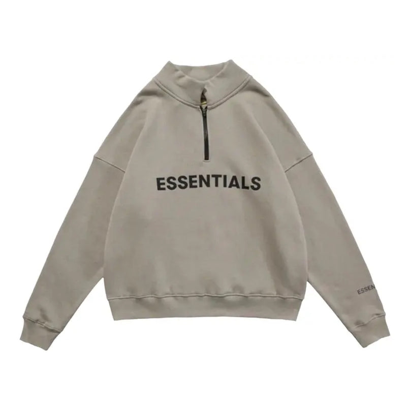 FEAR OF GOD ESSENTIALS 3D Silicon Applique Half Zip Pullover Sweater - Moss (SS20)
