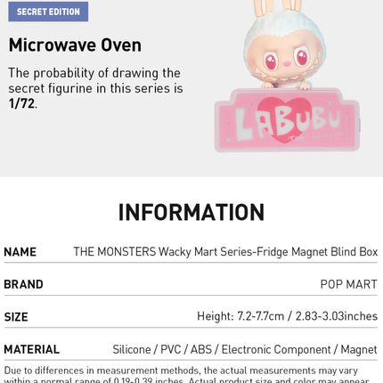 Pop Mart Labubu The Monsters Wacky Mart Series Fridge Magnet Blind Box