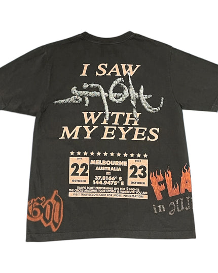 TRAVIS SCOTT - UTOPIA IS IN MELBOURNE TOUR TEE - BROWN