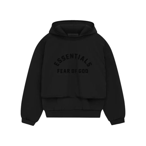 FEAR OF GOD ESSENTIALS Layered Nylon Fleece Hoodie - Jet Black