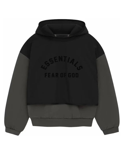 FEAR OF GOD ESSENTIALS Layered Nylon Fleece Hoodie - Jet Black/Ink
