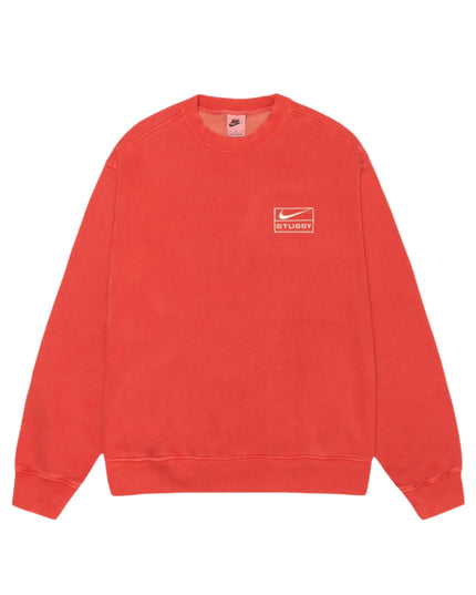 Stussy x Nike Pigment Dyed Fleece Crew - Habanero Red