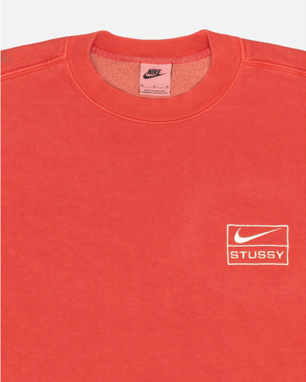 Stussy x Nike Pigment Dyed Fleece Crew - Habanero Red