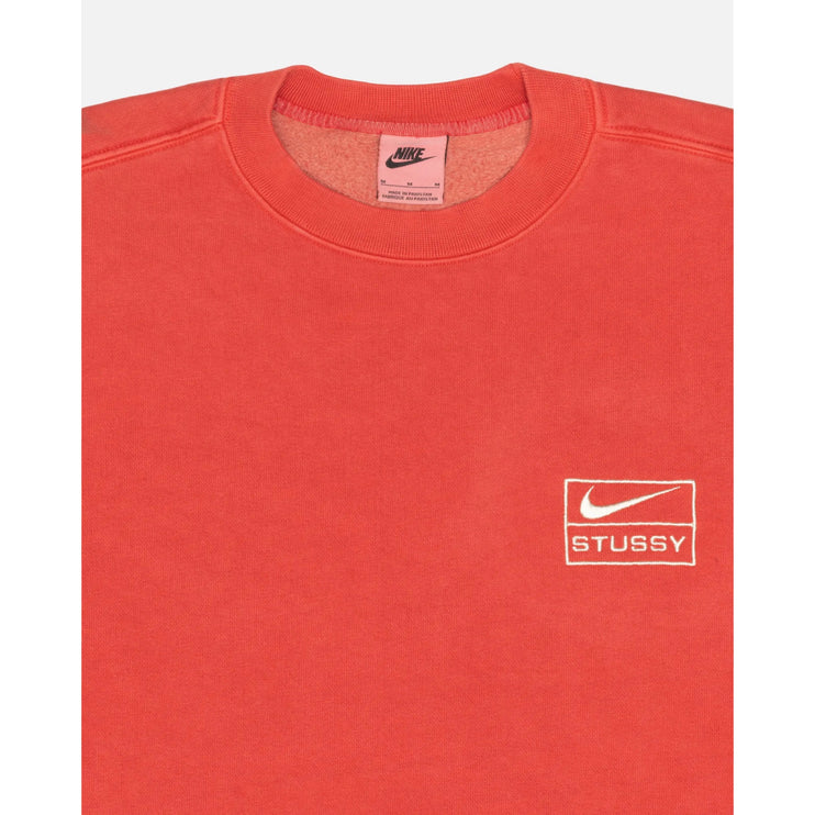 Stussy x Nike Pigment Dyed Fleece Crew - Habanero Red
