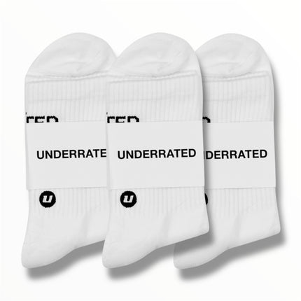 UNDERRATED Crew Socks - White (3 Pack)