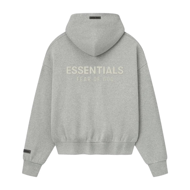 FEAR OF GOD ESSENTIALS Classic Fleece Zip-Up Hoodie - Concrete Heather (SS25)