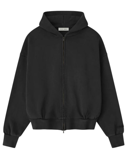 FEAR OF GOD ESSENTIALS Embroidered Zip-Up Hoodie - Vintage Black