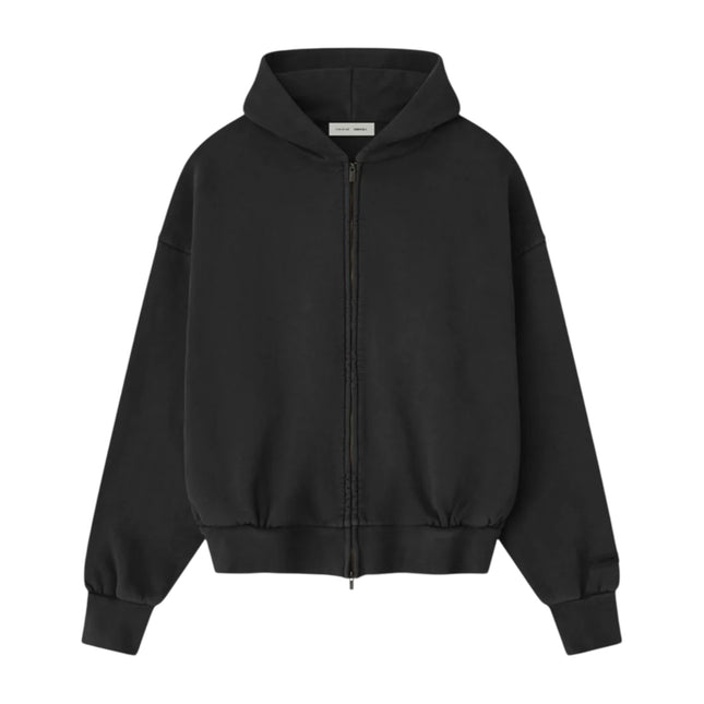 FEAR OF GOD ESSENTIALS Embroidered Zip-Up Hoodie - Vintage Black
