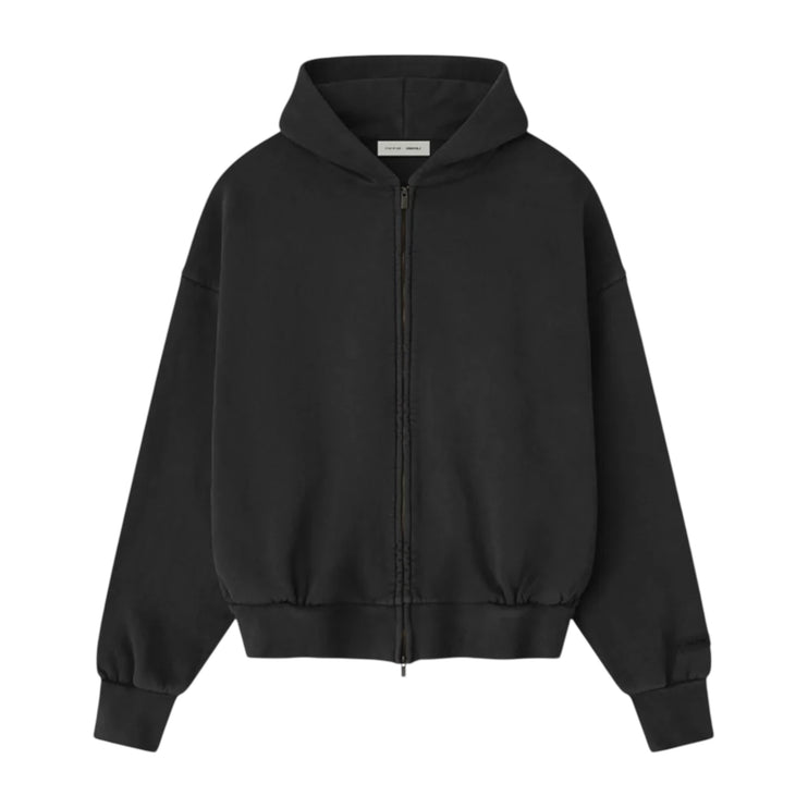 FEAR OF GOD ESSENTIALS Embroidered Zip-Up Hoodie - Vintage Black