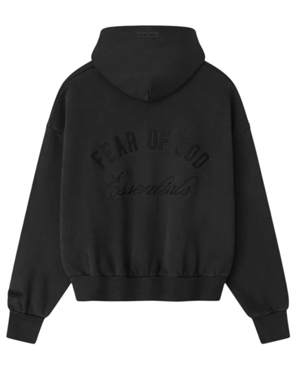 FEAR OF GOD ESSENTIALS Embroidered Zip-Up Hoodie - Vintage Black