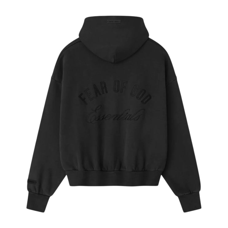 FEAR OF GOD ESSENTIALS Embroidered Zip-Up Hoodie - Vintage Black