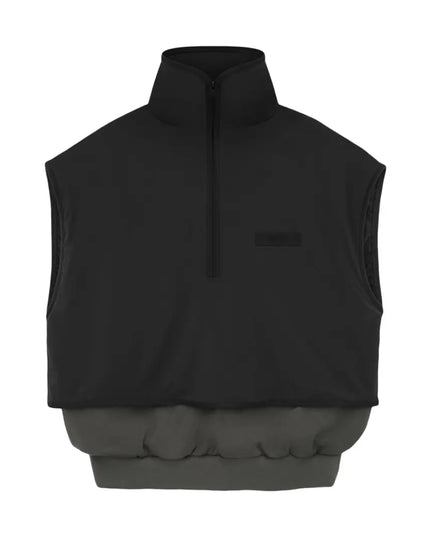 FEAR OF GOD ESSENTIALS Nylon Fleece Mockneck Vest - Jet Black/Ink