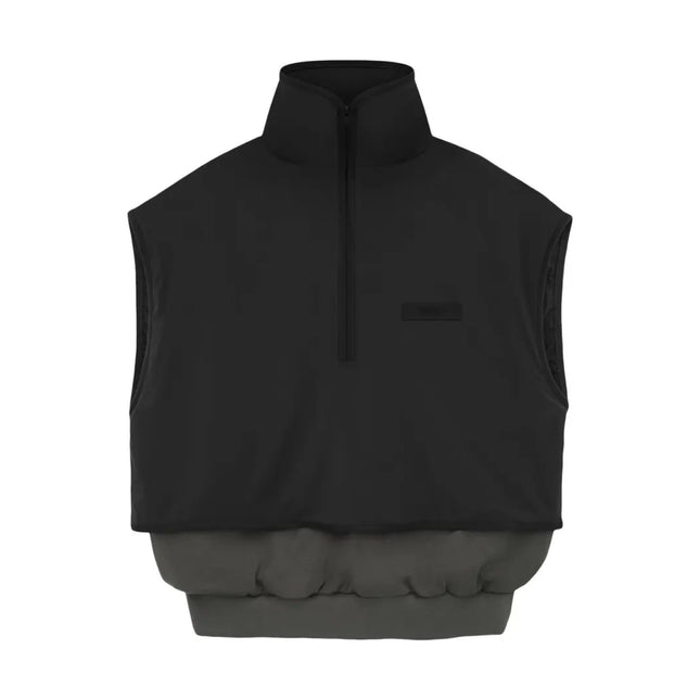 FEAR OF GOD ESSENTIALS Nylon Fleece Mockneck Vest - Jet Black/Ink