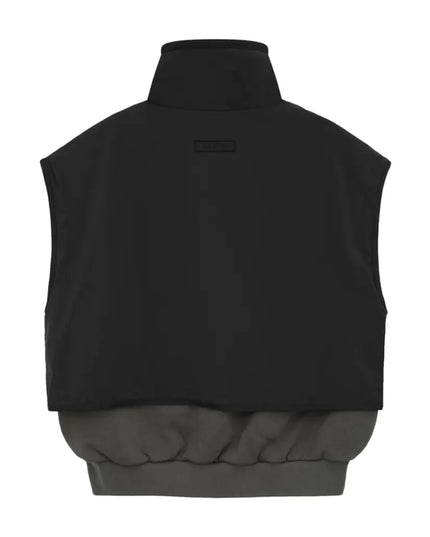 FEAR OF GOD ESSENTIALS Nylon Fleece Mockneck Vest - Jet Black/Ink