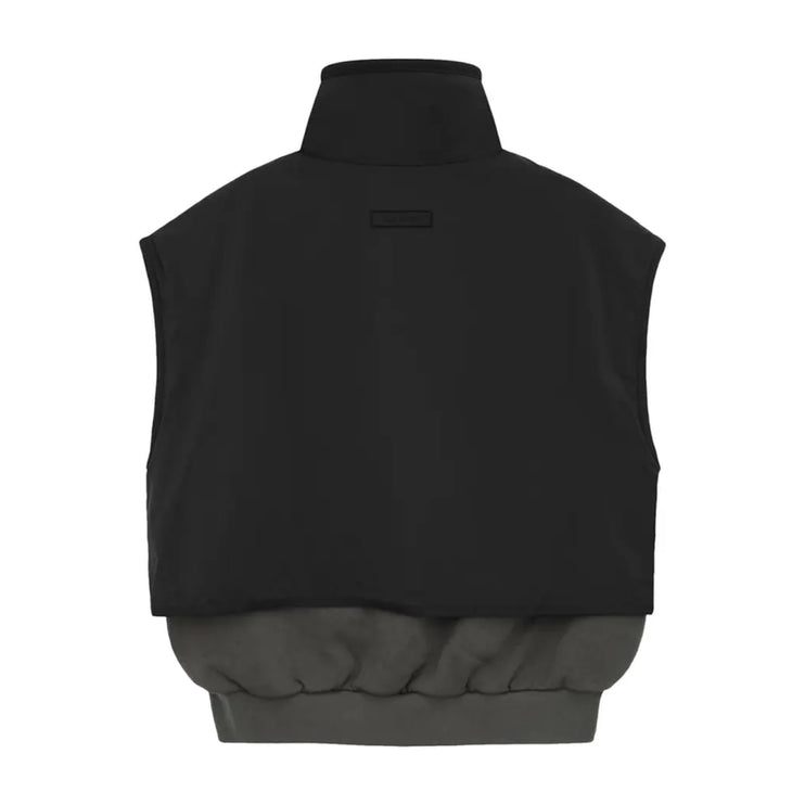FEAR OF GOD ESSENTIALS Nylon Fleece Mockneck Vest - Jet Black/Ink