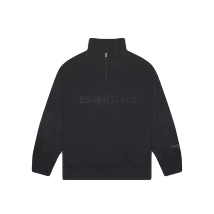 FEAR OF GOD ESSENTIALS 3D Silicon Applique Half Zip Pullover Sweater - Black