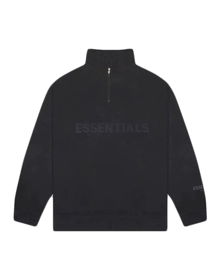 FEAR OF GOD ESSENTIALS 3D Silicon Applique Half Zip Pullover Sweater - Black