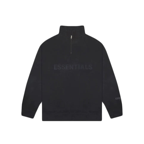 FEAR OF GOD ESSENTIALS 3D Silicon Applique Half Zip Pullover Sweater - Black