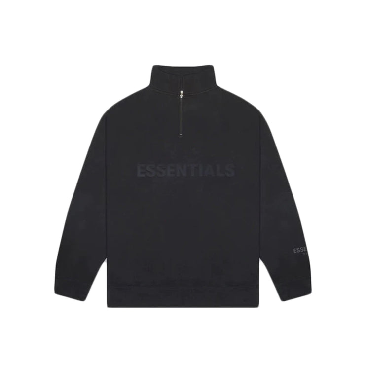 FEAR OF GOD ESSENTIALS 3D Silicon Applique Half Zip Pullover Sweater - Black
