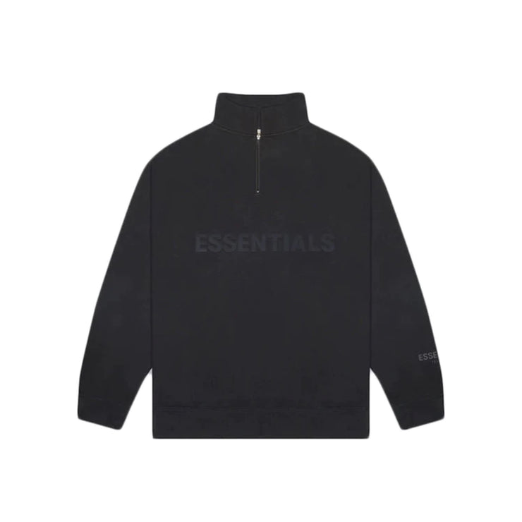 FEAR OF GOD ESSENTIALS 3D Silicon Applique Half Zip Pullover Sweater - Black