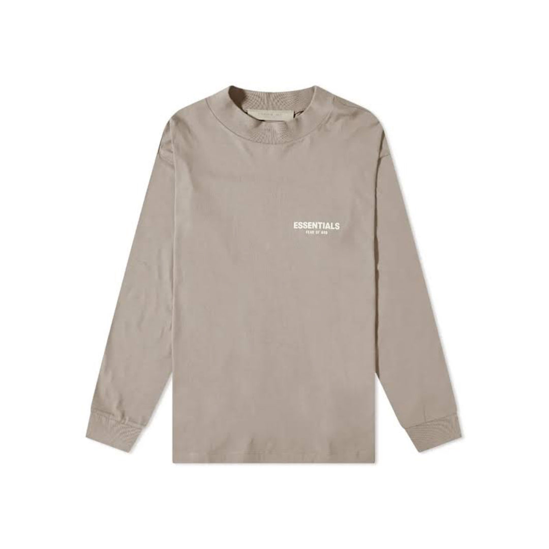 XL Fear of God ESSENTIALS Kids Taupe Logo Long 2024 Sleeve T-Shirt