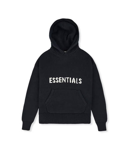 FEAR OF GOD ESSENTIALS Knit Hoodie - Black