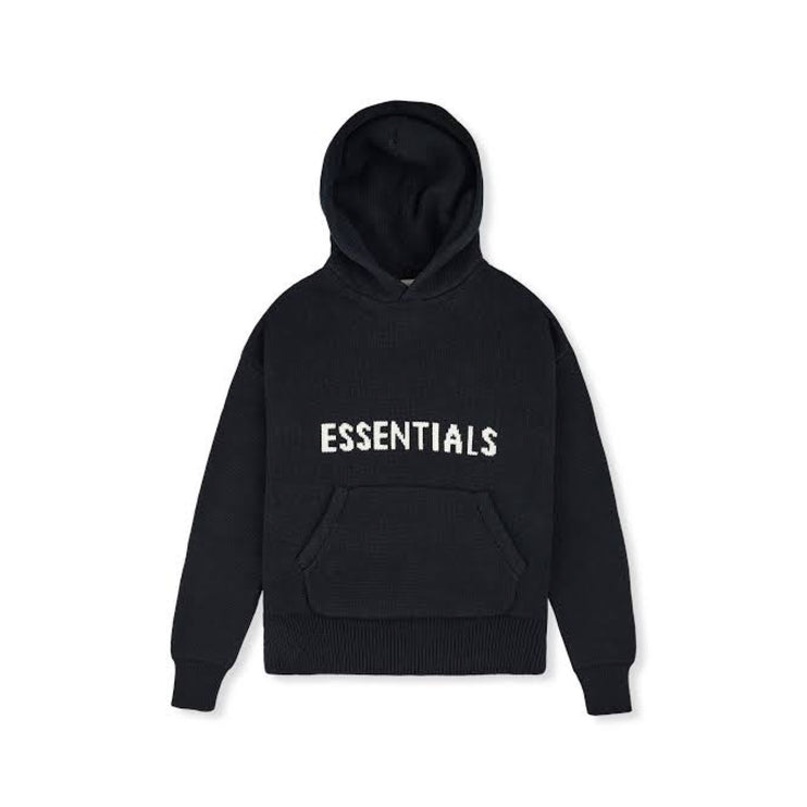 FEAR OF GOD ESSENTIALS Knit Hoodie - Black