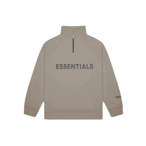 FEAR OF GOD ESSENTIALS 3D Silicon Applique Half Zip Pullover Sweater - Cement