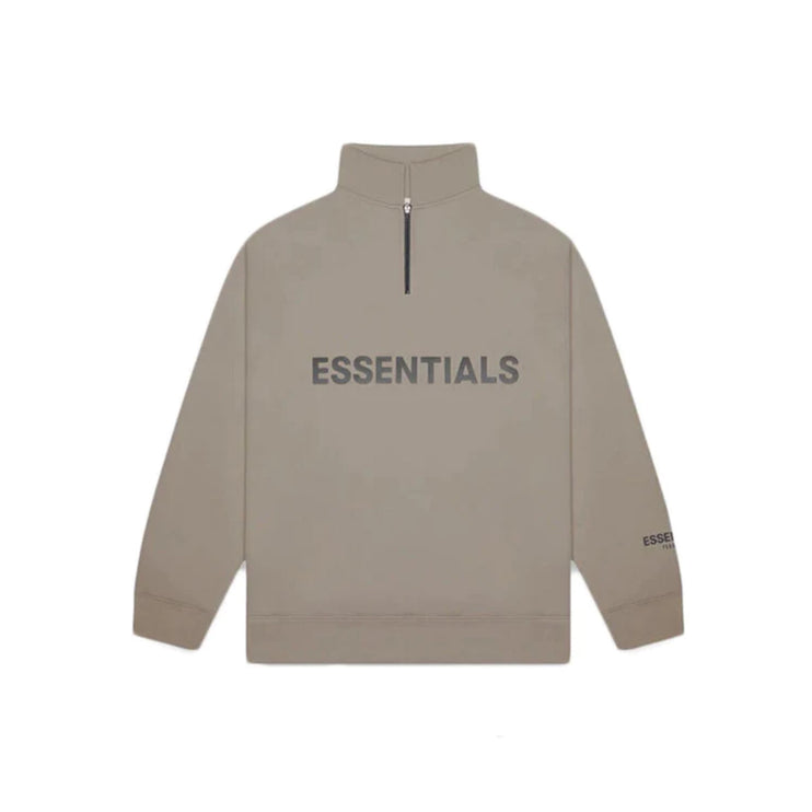 FEAR OF GOD ESSENTIALS 3D Silicon Applique Half Zip Pullover Sweater - Cement