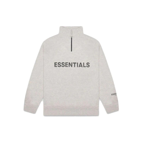 FEAR OF GOD ESSENTIALS 3D Silicon Applique Half Zip Pullover Sweater - Oatmeal