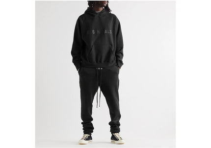 FEAR OF GOD ESSENTIALS 3D Silicon Applique Pullover Hoodie - Black