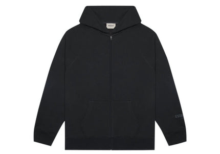 FEAR OF GOD ESSENTIALS 3D Silicon Applique Full Zip Up Hoodie - Black