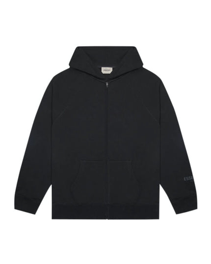 FEAR OF GOD ESSENTIALS 3D Silicon Applique Full Zip Up Hoodie - Black