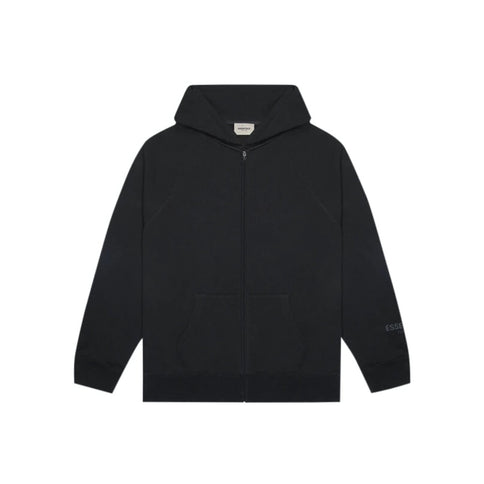 FEAR OF GOD ESSENTIALS 3D Silicon Applique Full Zip Up Hoodie - Black