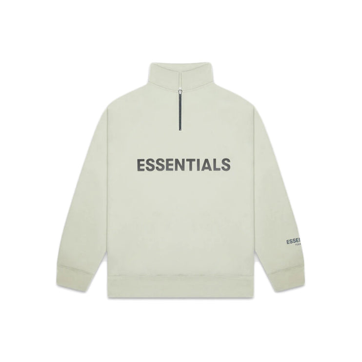 FEAR OF GOD ESSENTIALS 3D Silicon Applique Half Zip Pullover Sweater - Sage